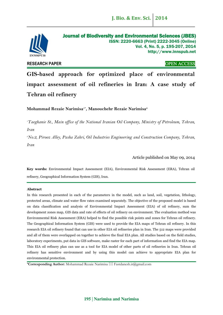 GIS-based approach for optimized place of environmental impact ...