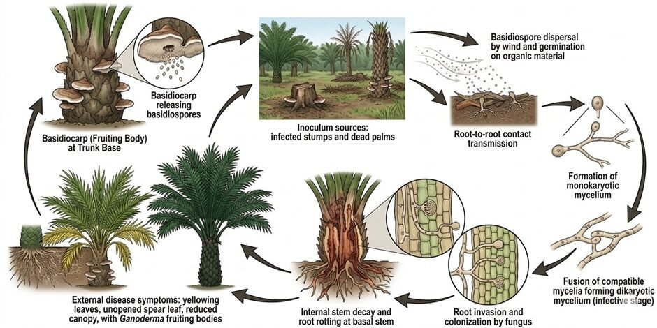 Basal stem rot of oil palm in Africa: Emerging epidemiology, pathogen ...